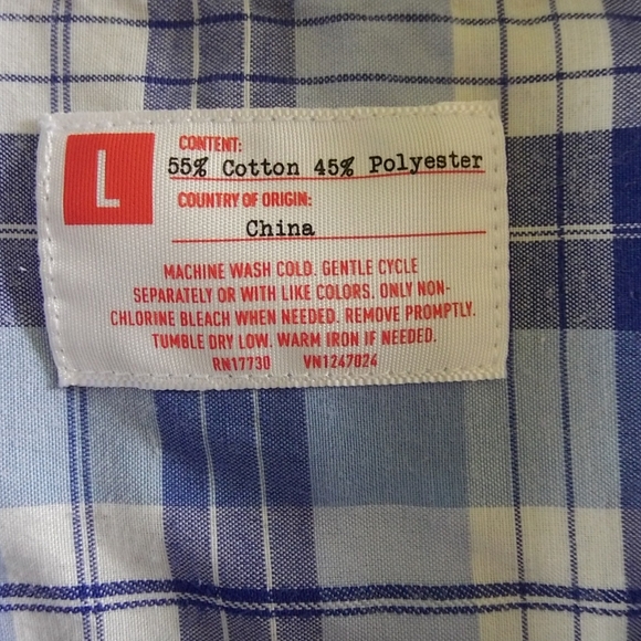 Men's Large Two Toned Blue Plaid Longsleeve Shirt. - Picture 7 of 7